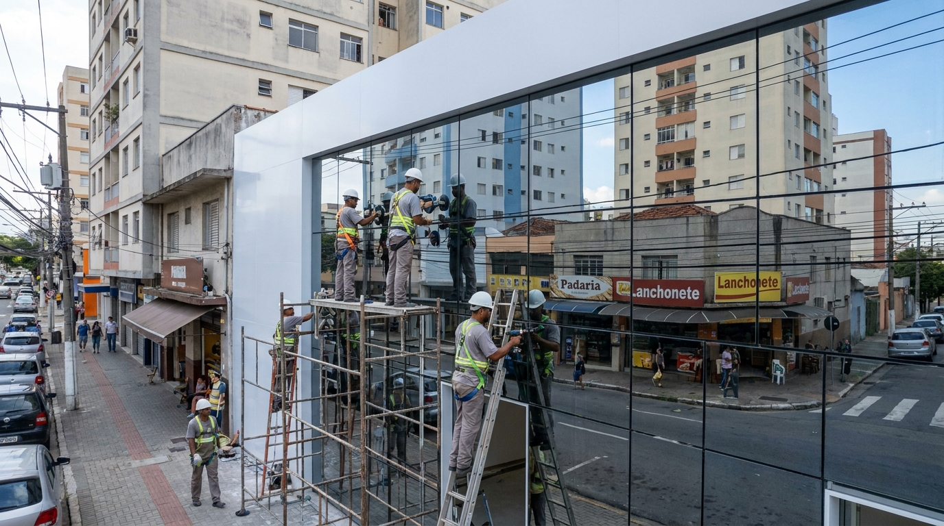Fachada espelhada em esquina em São Bernardo do Campo-SP